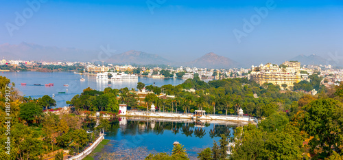 Photography Udaipur, View of Lake Pichola, City Palace and Taj Lake Palace.