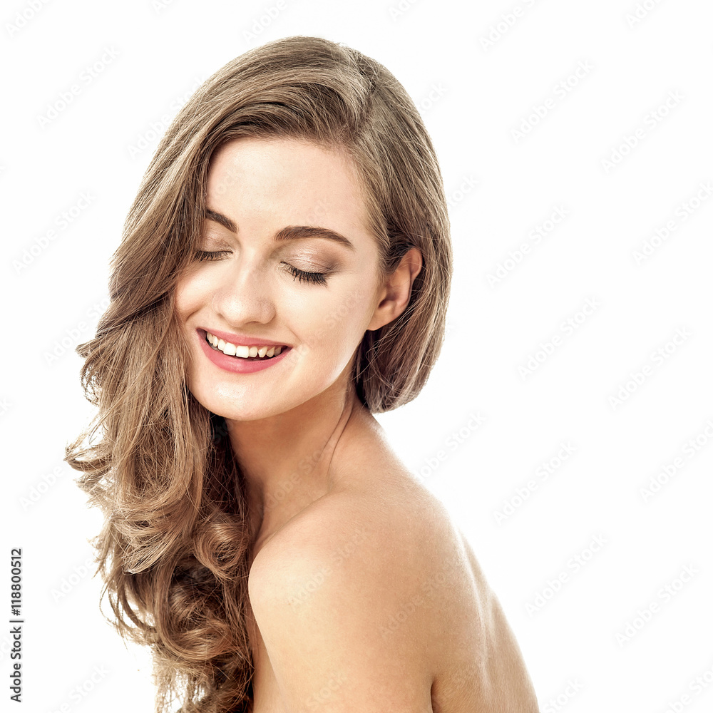 Pretty young woman with bare shoulders. Pretty young woman with bare shoulders.
