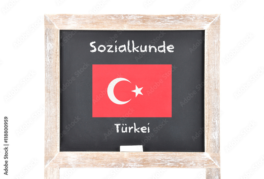 Sozialkunde mit Flagge auf Tafel Sozialkunde mit Flagge auf Tafel