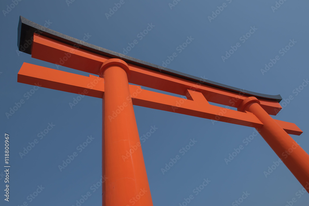 Japanese Torii gate and blue sky  travel in japan 