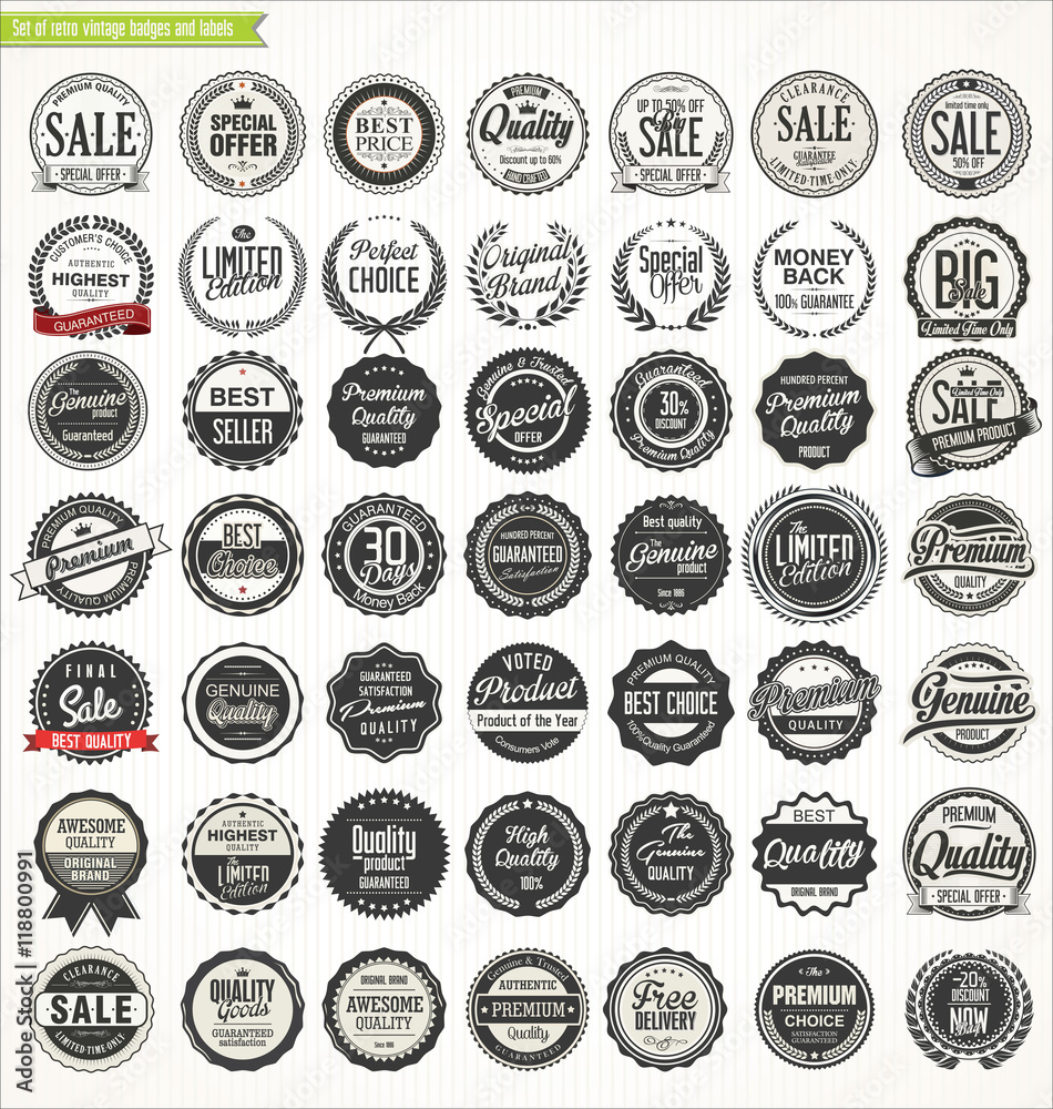 Obraz premium Kolekcja retro vintage etykiet najwyższej jakości