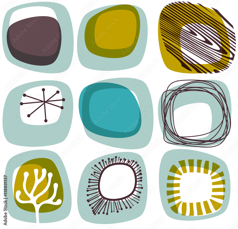 1960s styled abstract shapes, eps0 vector Stock Vector | Adobe Stock