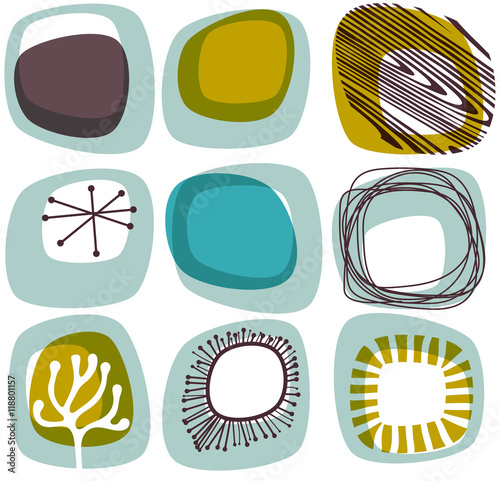 1960s styled abstract shapes, eps0 vector