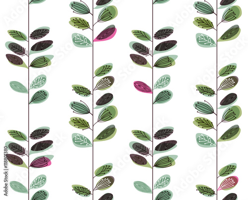 Pattern of 1950's inspired leaves, mid century design, eps10