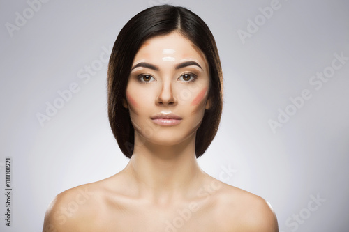 Girl with contouring face make-up