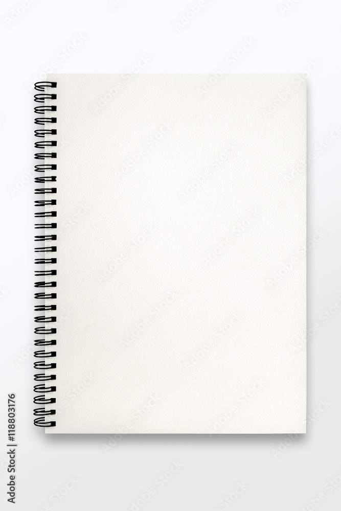 Open blank sketchbook on white background Open blank sketchbook on white background