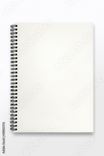 Open blank sketchbook on white background