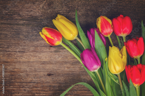 bouquet of purple and red  tulips #118803367