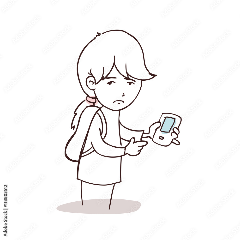 Sad girl looking at her Mobile Phone Sad girl looking at her Mobile Phone