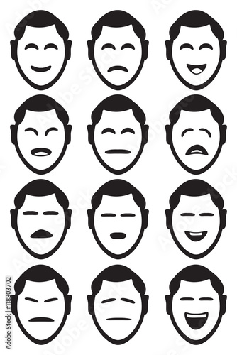Cartoon Man Facial Expression Minimalist Vector Illustration