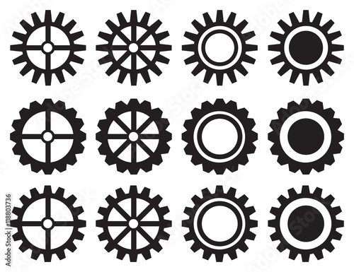 Industrial Toothed Wheels Vector Icon Set