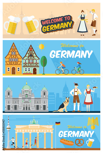 Flat design, Germany's landmarks and icons