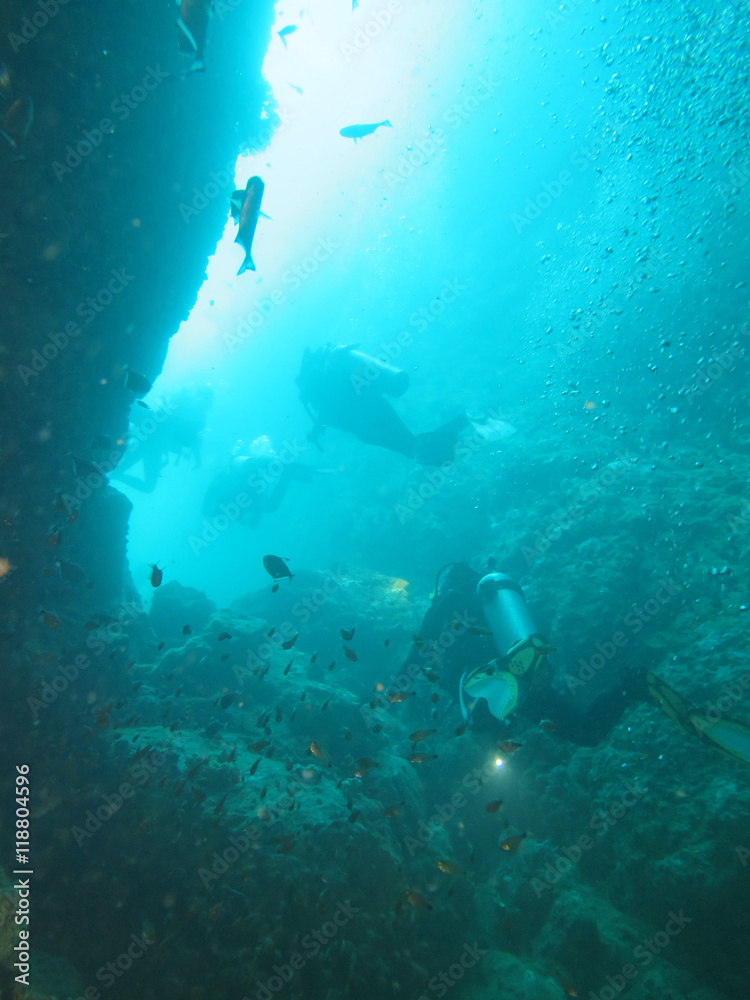 the diver is diving in the sea, Myanmar the diver is diving in the sea, Myanmar