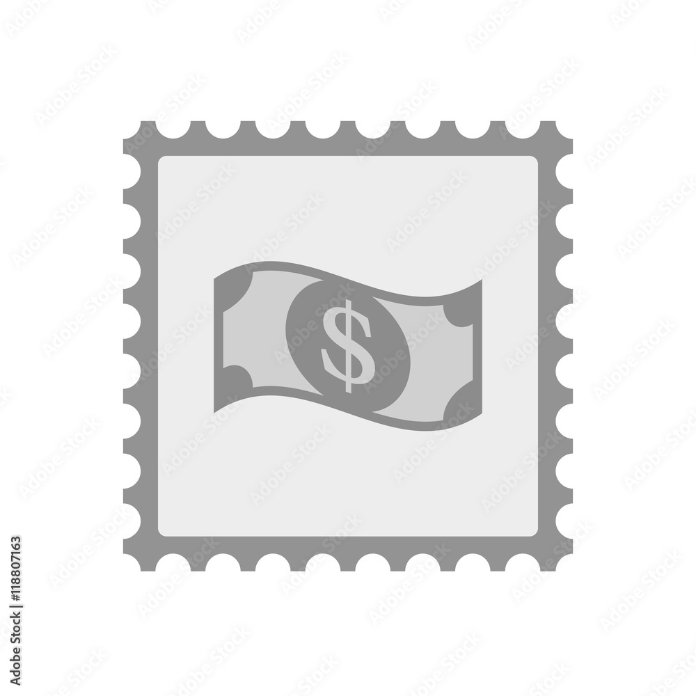 Obraz premium Isolated mail stamp icon with a dollar bank note