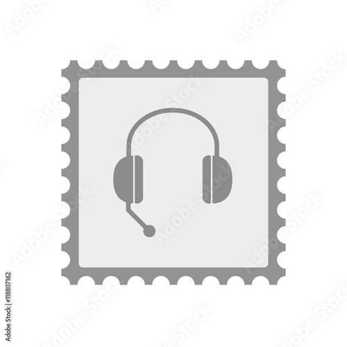 Isolated mail stamp icon with  a hands free phone device