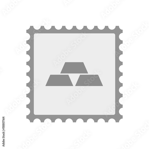 Isolated mail stamp icon with three gold bullions