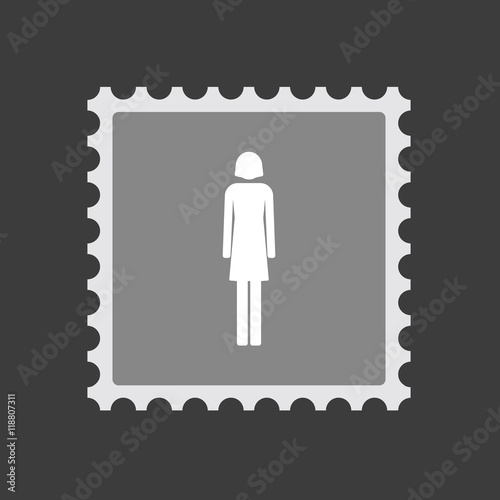Isolated mail stamp icon with a female pictogram