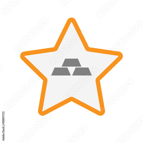 Isolated line art star icon with three gold bullions