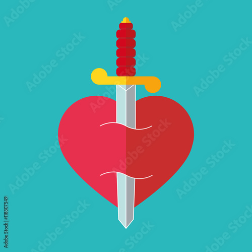 Heart with dagger icon vector illustration