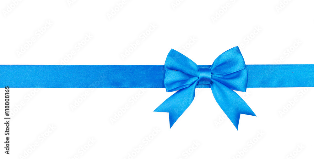 Blue bow and ribbon isolated on white background Blue bow and ribbon isolated on white background