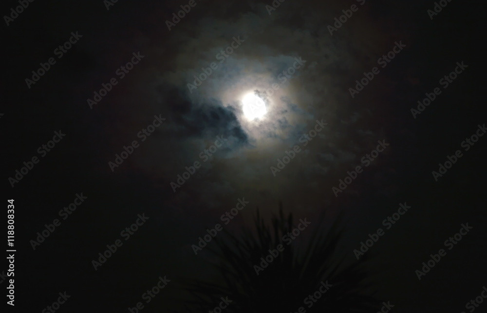 moon and cloudy on sky in the night