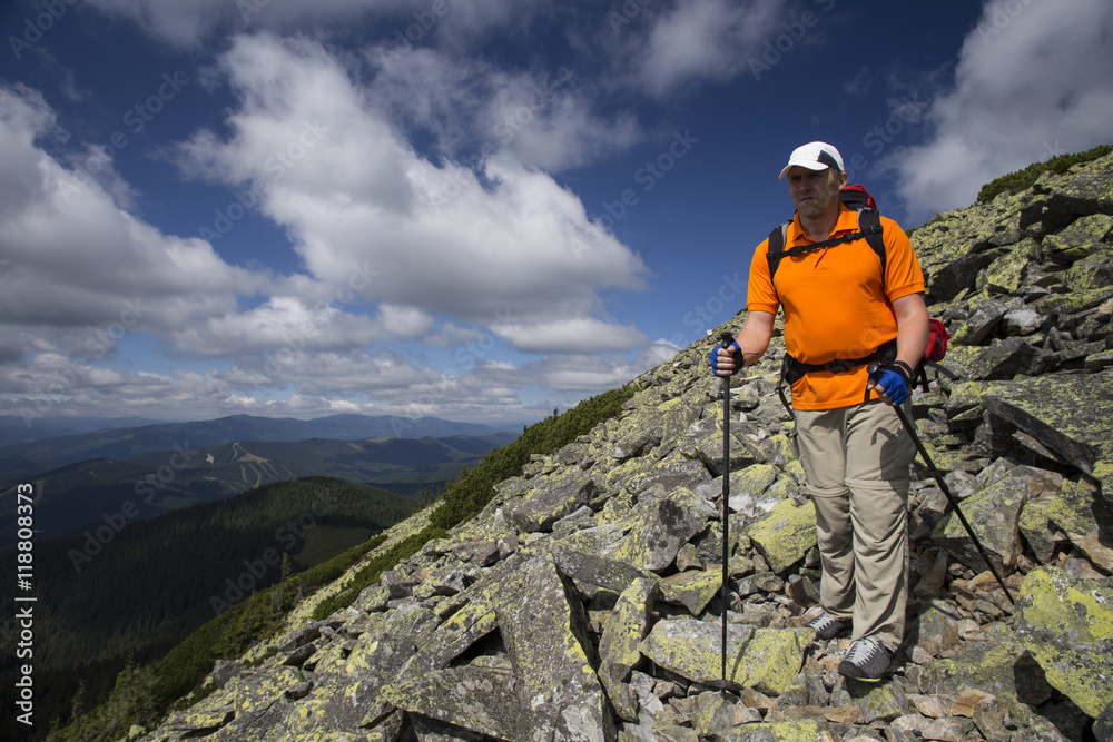 Summer hiking in the mountans.