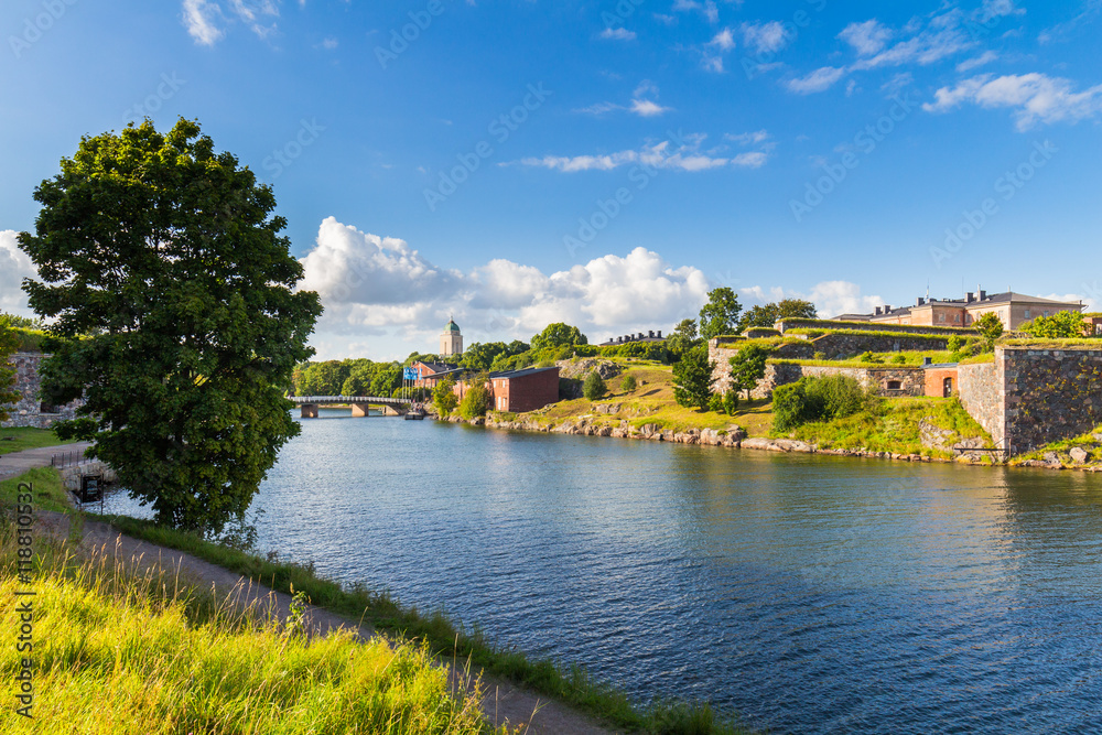 Helsinki, Finland. Suomenlinna in a summer day. It is a World Heritage site and popular with tourists and locals