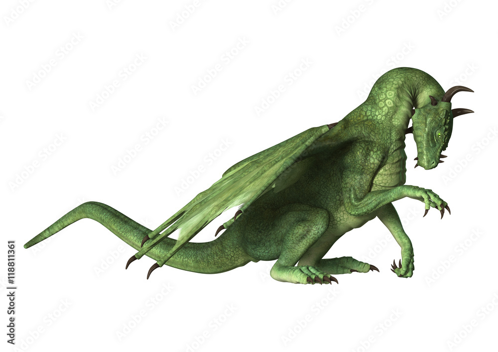 Fototapeta premium 3D Rendering Fantasy Dragon on White