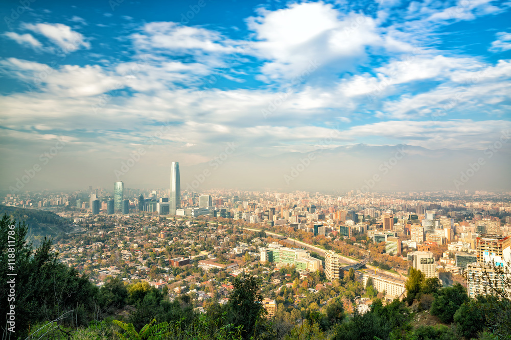 The skyline of Santiago in Chile