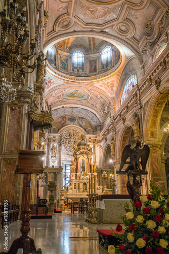 Metropolitana cathedral on Plaza de Armas in Santiago, Chile.