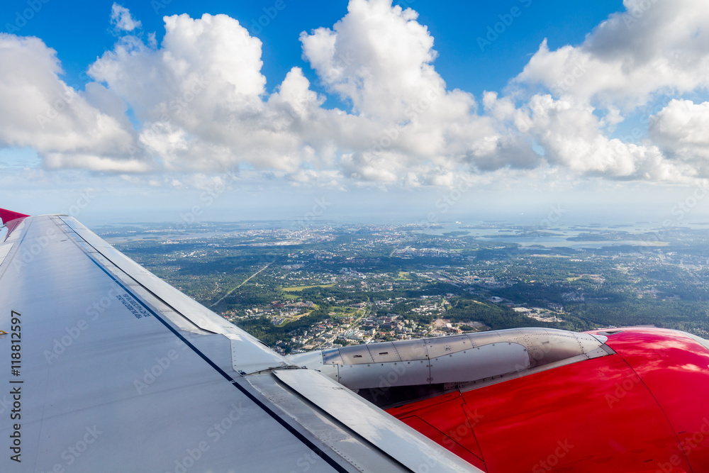 Window view form airplane