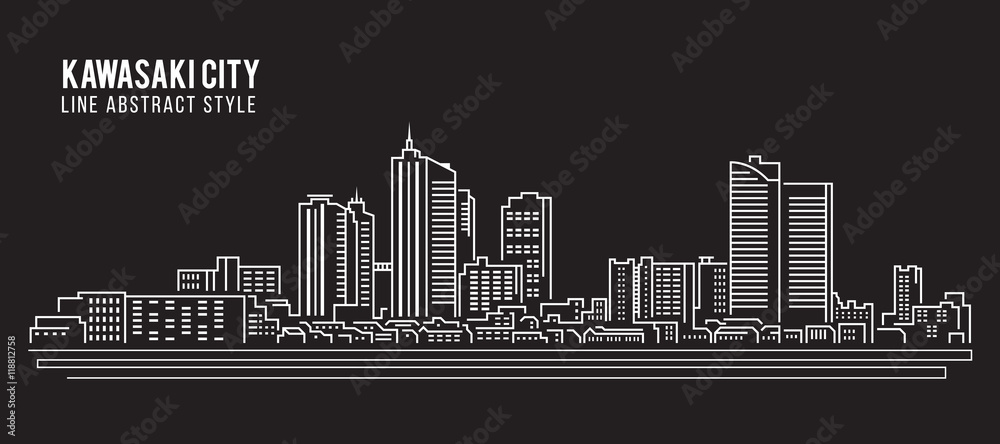 Cityscape Building Line art Vector Illustration design - Kawasaki city