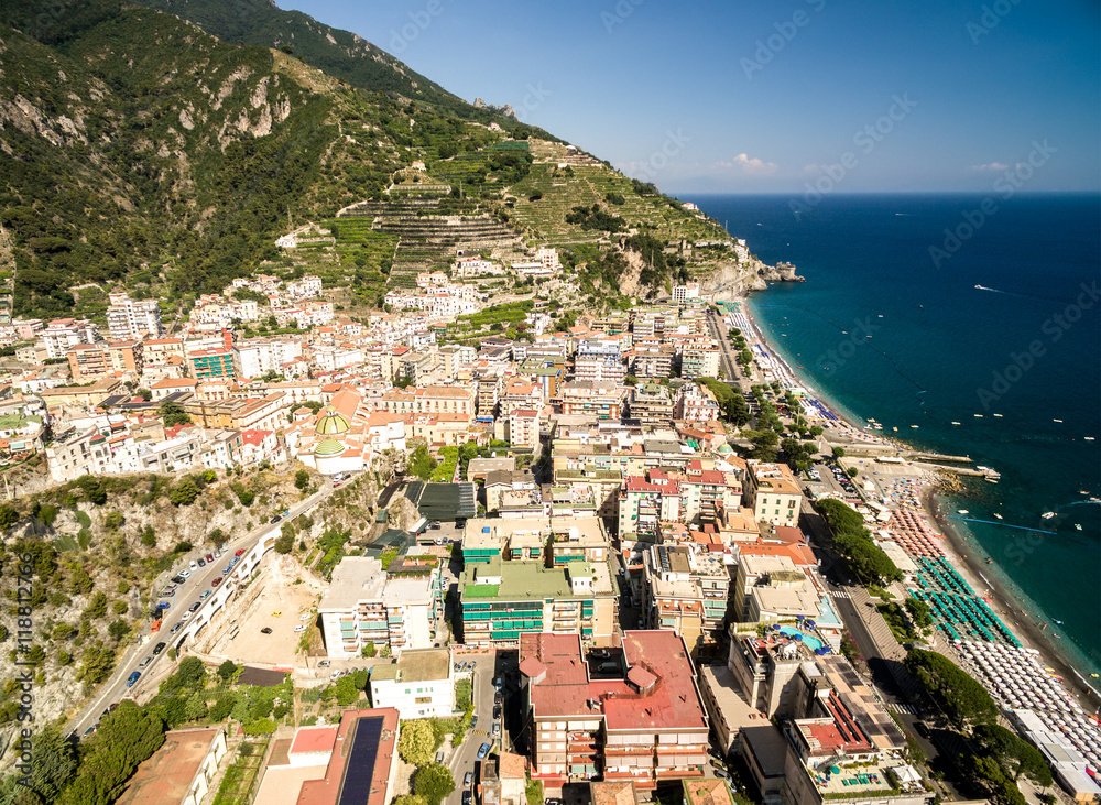 Aerial View of Maiori, Amalfi coast, Italy