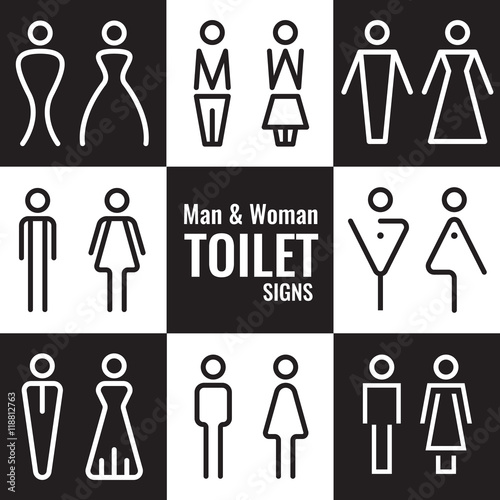Man and Woman Toilet line sign vector set design