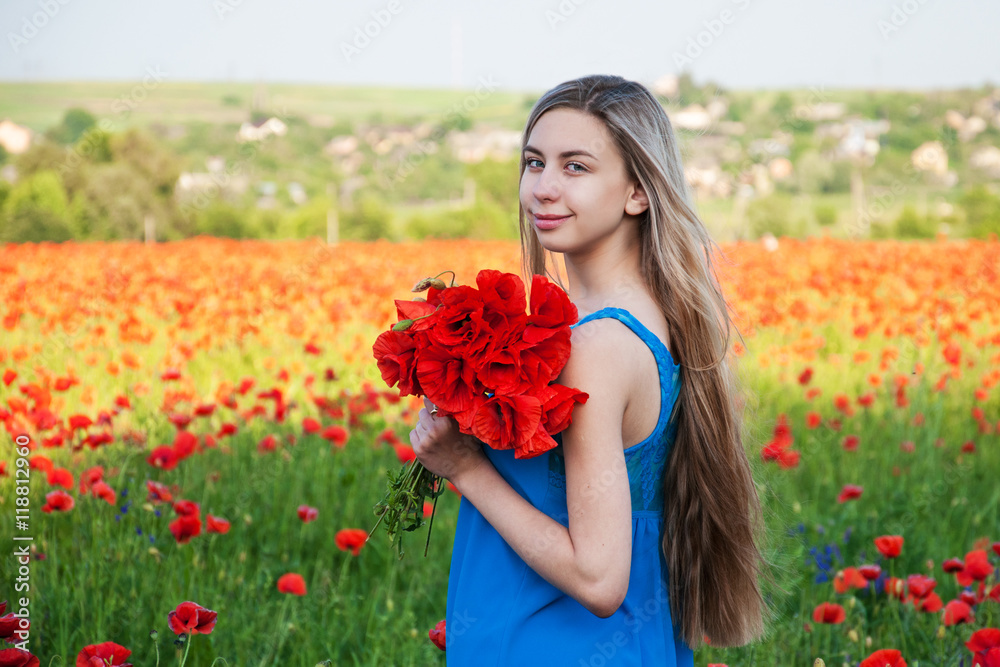 young girl in the poppy field young girl in the poppy field