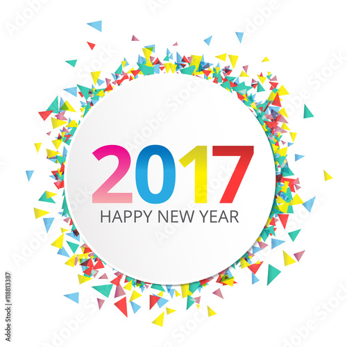 Happy New Year 2017 label on background