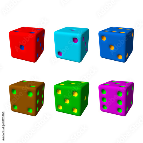 Dice set. 3d Vector colorfu...