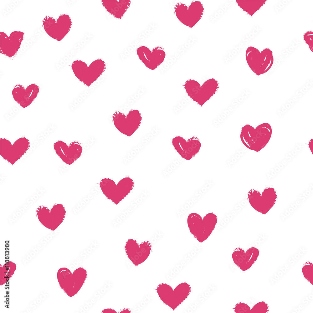 seamless pattern with hand drawn hearts