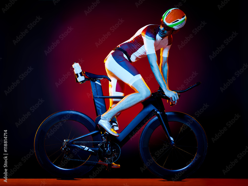 Naklejka premium man cyclist cycling bicycle triathlon isolated