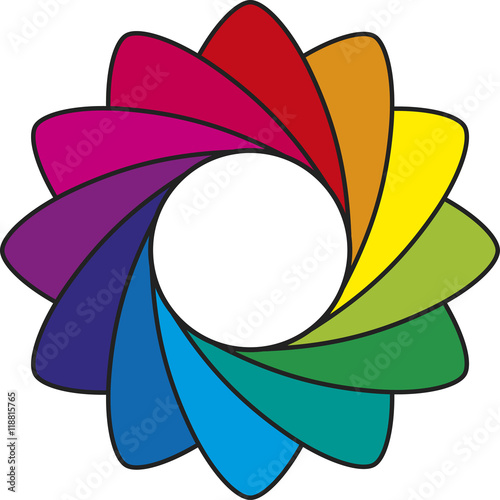 Blattfächer in Regenbogenfarben