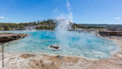 Colorful landscapes of geothermal activity of Midway Geyser Basin, Yellowstone National Park, Wyoming