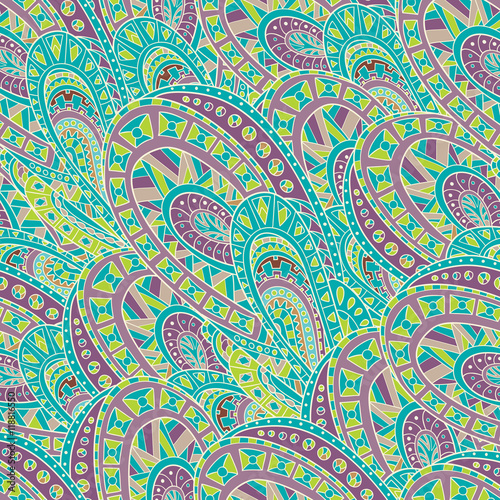 Seamless pattern of hand-drawn and colored abstract elements. Vector graphics . Abstract zentangle seamless .