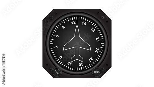 Aircraft gyro compass turning animated video

