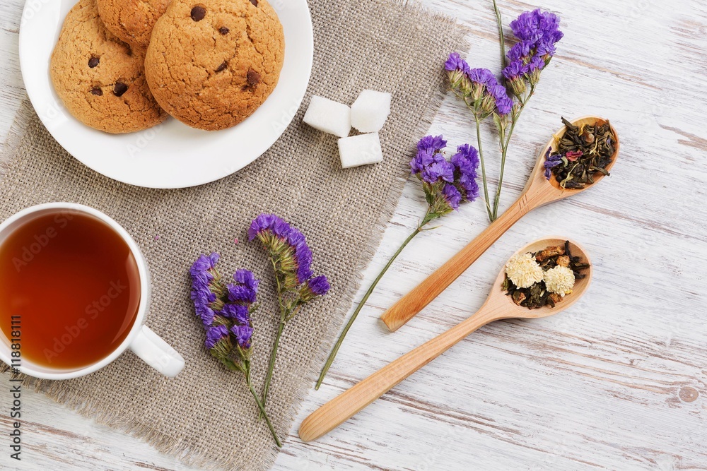 Herbal tea and cookies Herbal tea and cookies