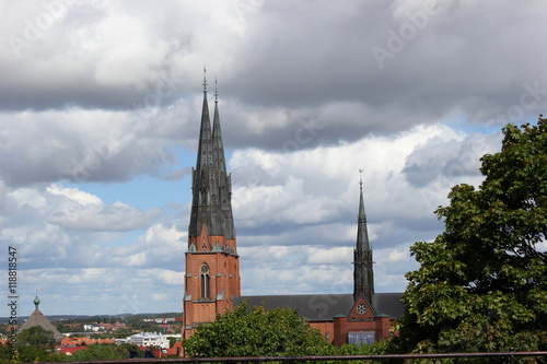 Panorama: Blick über die Altstadt von Uppsala in Schweden mit der Domkirche St. Erik