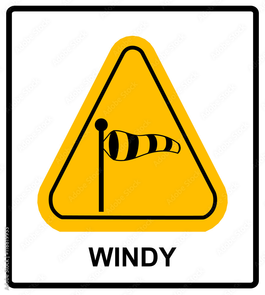 Vector illustration of triangle traffic sign for strong wind Vector illustration of triangle traffic sign for strong wind