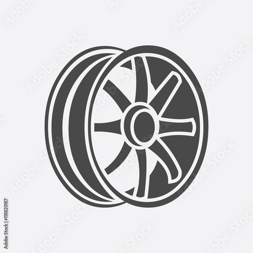 Car rims icon. Single silhouette auto parts icon from the big car set - stock vector