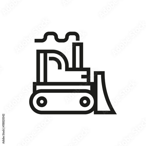 Bulldozer icon on white background