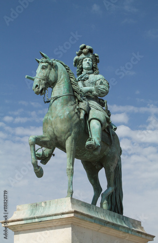 Paris - July 20  2016   statue of Louis XIV  Versailles Palace   vertical