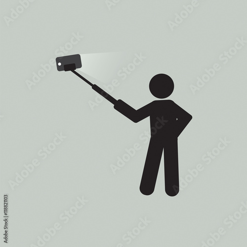 Monopod Selfie Self Portrait Tool For Smartphone Vector Illustration